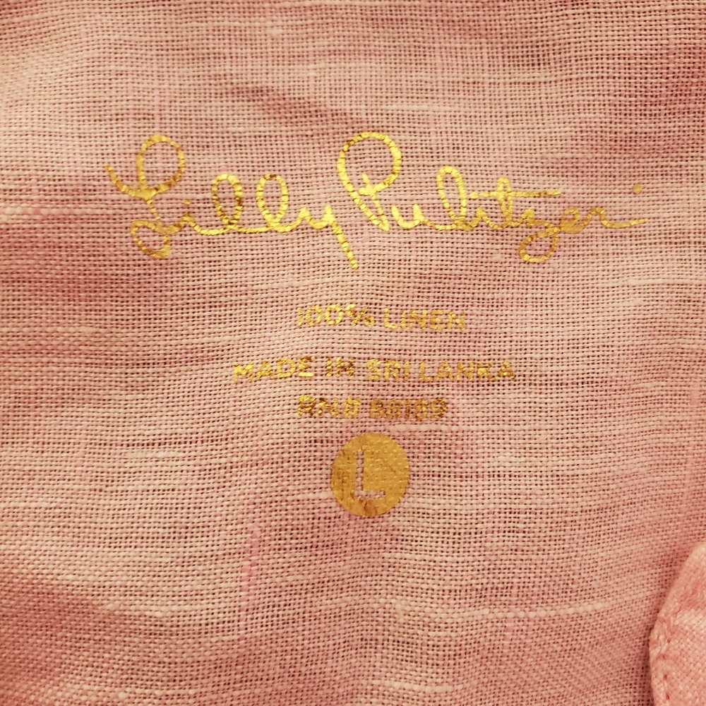 NWOT Lilly Pulitzer Sea View linen button down top. Urchin Pink. Reduced!! - Picture 4 of 4